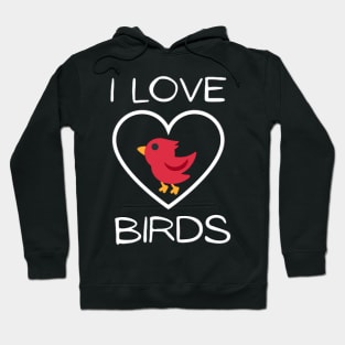 I Love Birds Text With Cardinal Bird Hoodie